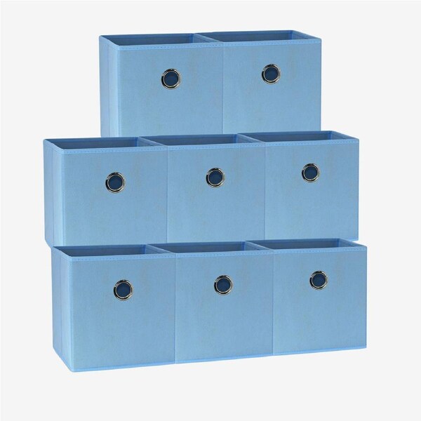 SORTI 27x28x27 CM Light Blue 8X Pack Foldable Folding Storage Cube Storage Box Bookcase Fabric Cube Toy Organiser