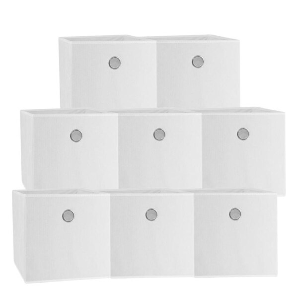 SORTI 33x37x33 CM White 8X Pack Foldable Folding Storage Cube Storage Box Bookcase Fabric Cube Toy Organiser