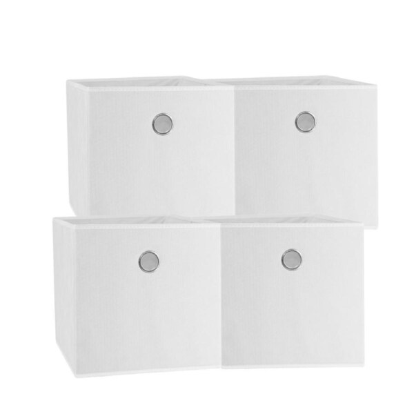 SORTI 33x37x33 CM White 4X Pack Foldable Folding Storage Cube Storage Box Bookcase Fabric Cube Toy Organiser