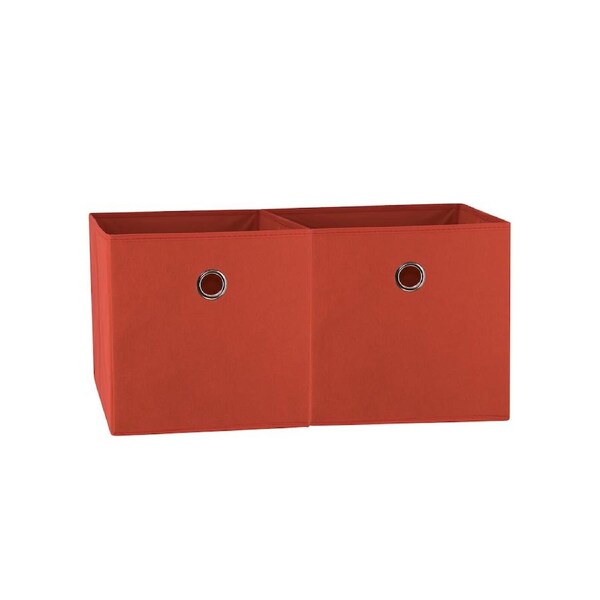SORTI 33x37x33 CM Red 2X Pack Foldable Folding Storage Cube Storage Box Bookcase Fabric Cube Toy Organiser