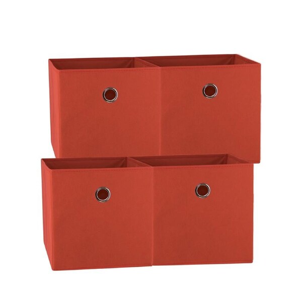 SORTI 33x37x33 CM Red 4X Pack Foldable Folding Storage Cube Storage Box Bookcase Fabric Cube Toy Organiser