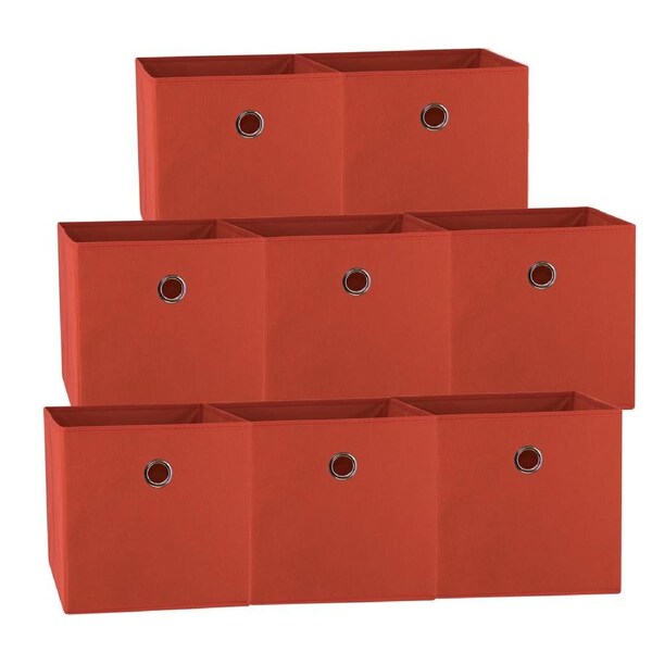 SORTI 33x37x33 CM Red 8X Pack Foldable Folding Storage Cube Storage Box Bookcase Fabric Cube Toy Organiser