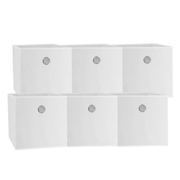 SORTI 33x37x33 CM White 6X Pack Foldable Folding Storage Cube Storage Box Bookcase Fabric Cube Toy Organiser