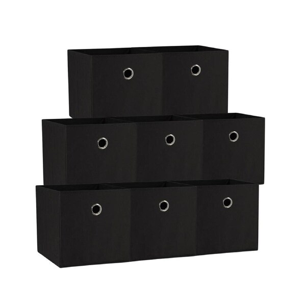 SORTI 33x37x33 CM Black 8X Pack Foldable Folding Storage Cube Storage Box Bookcase Fabric Cube Toy Organiser