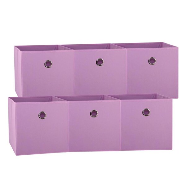SORTI 33x37x33 CM Light Pink 6X Pack Foldable Folding Storage Cube Storage Box Bookcase Fabric Cube Toy Organiser