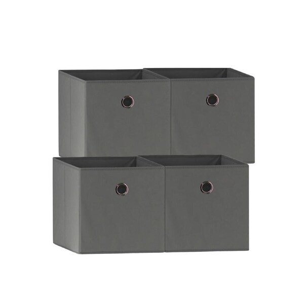 SORTI 33x37x33 CM Grey 4X Pack Foldable Folding Storage Cube Storage Box Bookcase Fabric Cube Toy Organiser