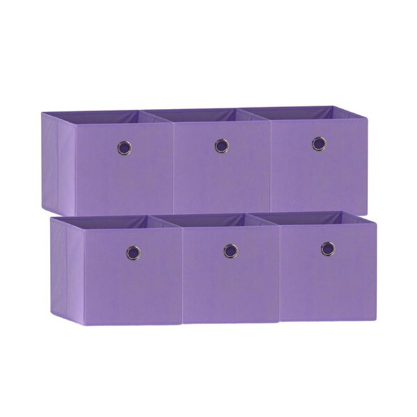 SORTI 33x37x33 CM Purple 6X Pack Foldable Folding Storage Cube Storage Box Bookcase Fabric Cube Toy Organiser