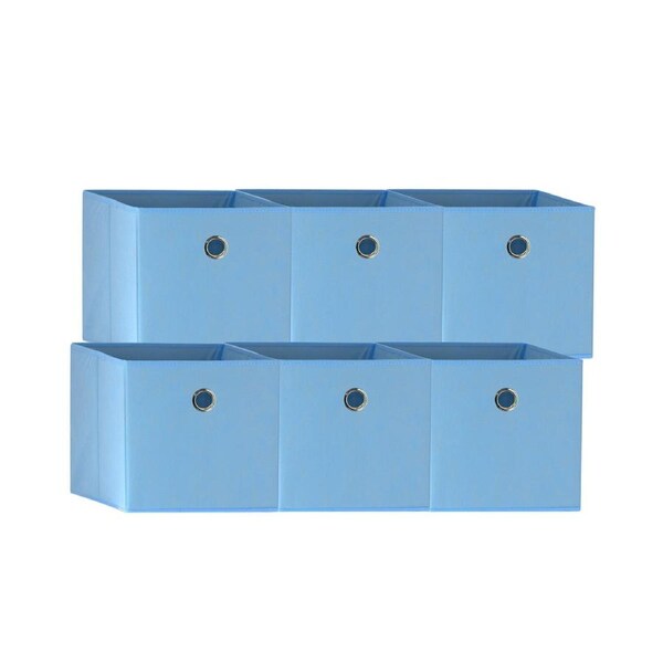 SORTI 33x37x33 CM Light Blue 6X Pack Foldable Folding Storage Cube Storage Box Bookcase Fabric Cube Toy Organiser