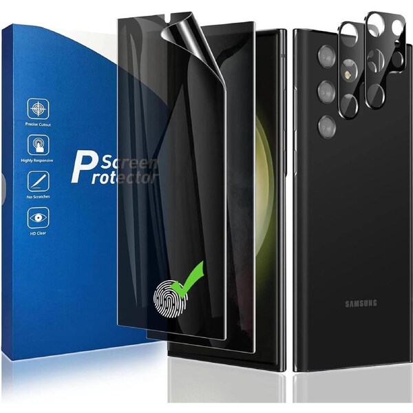 [2+2 Pack] Hydrogel PRIVACY Screen Protector for Samsung Galaxy S25 Ultra 6.9 inch, Support Fingerprint, Anti Spy, With Camera Lens