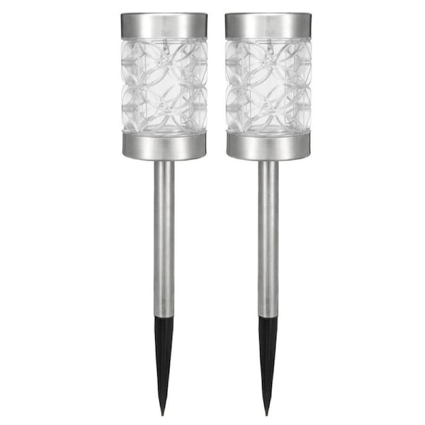 2Pcs Solar Power Outdoor Path Light Spot Lamp Yard Garden Lawn Landscape Lamps White