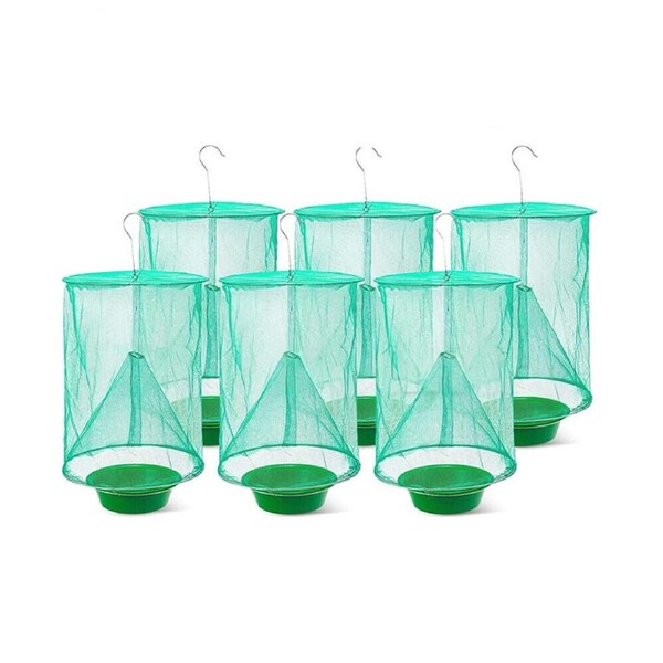 Reusable Fly Trap Insect Killer Net Cage Trap Ranch Pest Hanging Catcher - 6 Pack
