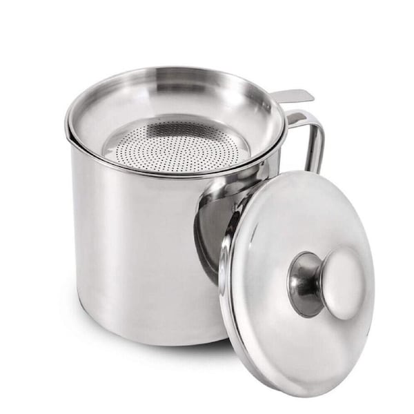Stainless Steel Oil Filter Pot Cooking Soup Grease Strainer Separator Home