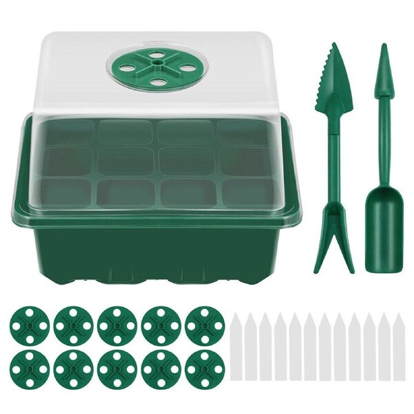 Seed Tray Plant Grow Box 12 Hole Propagation Nursery Seedling Starter - 10pcs