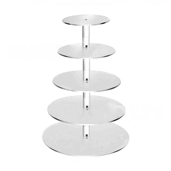 Acrylic Clear Round Cupcake Cake Stand Holder Rack Birthday Wedding Party - 5 Tiers