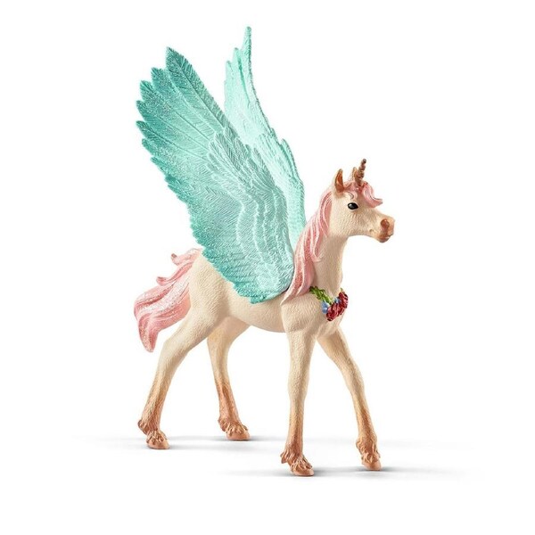 Schleich Kids/Childrens Toy Replica Figurine Decorated Unicorn Pegasus, Foal