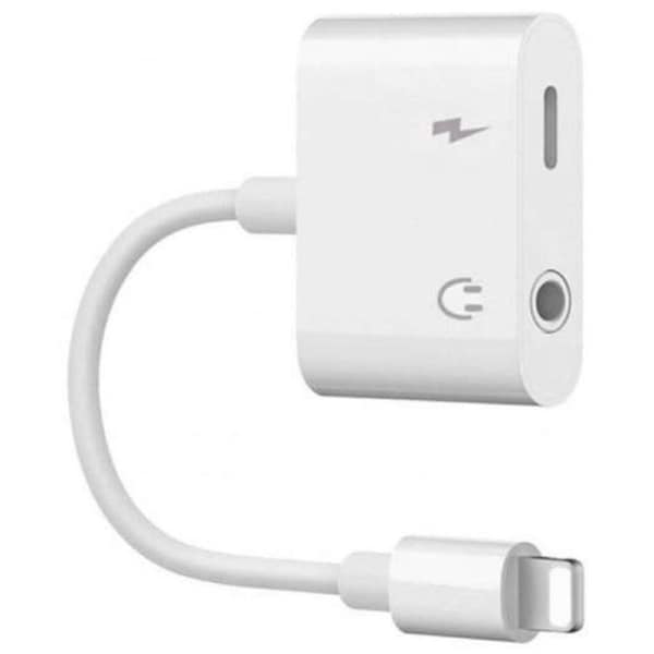 Adapters 2 In1 3.5Mm Headphone Audio Jack Charger Adapter For Iphone X / 8 Plus 7 White