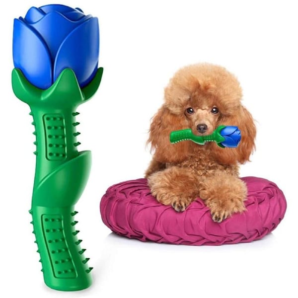 Dog Chew Toy Durable Enchanted Rose Flower Toys for Medium Dogs-Blue