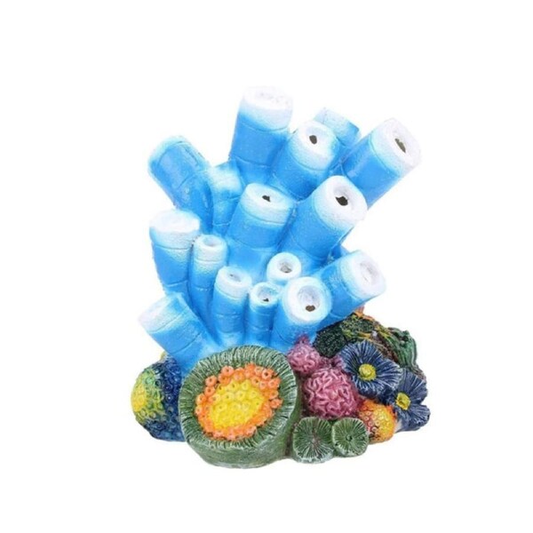 Aquarium Decor Air Bubble Stone Blue Coral Starfish Oxygen Pump Resin Crafts for Fish Tank Ornament