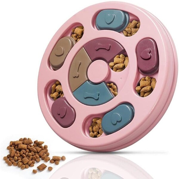 Dog Puzzle Feeder Toys for IQ Training Mental Enrichment Pink