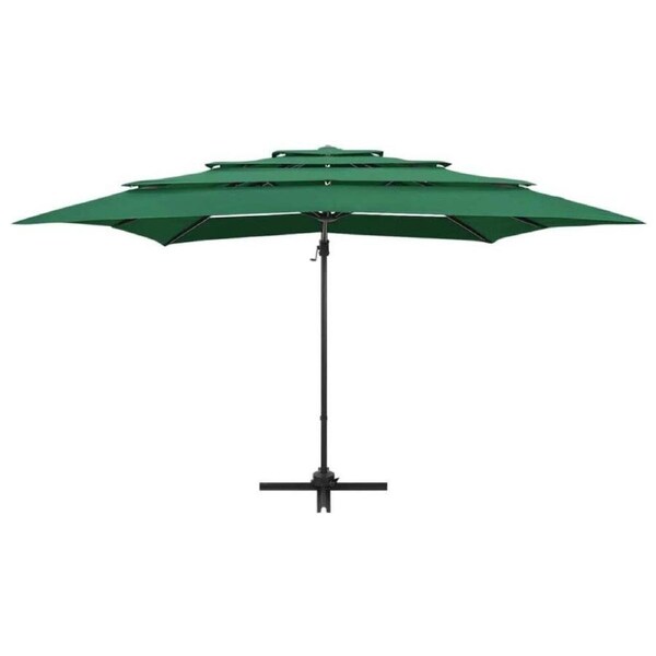 Outdoor Garden Parasol 4-Tier Square Patio Umbrella 2.5m Sun Shade Aluminium Pol