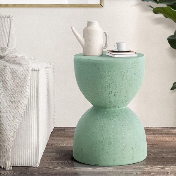 Oikiture Side Table Coffee Bedside End Stool Stand Stone Outdoor Indoor Green