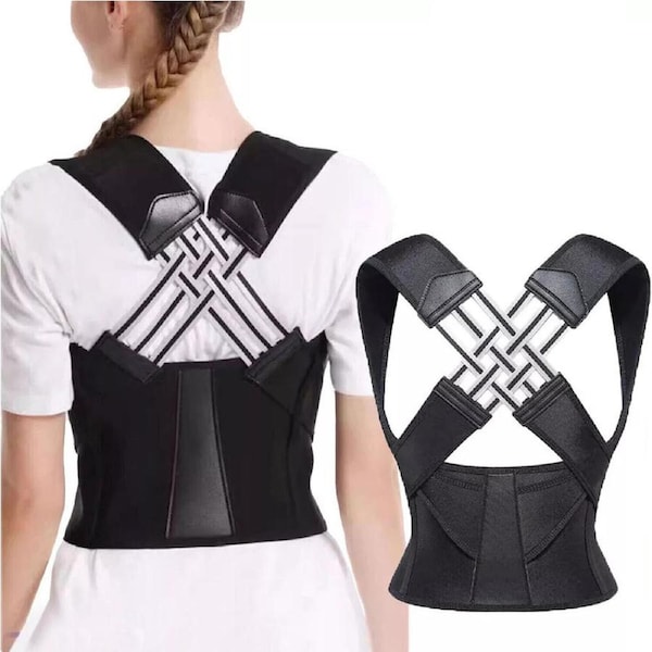 Shoulder Brace Belt for Women Men Adjustable Posture Low Back M