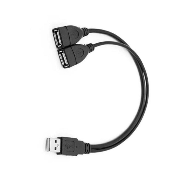 Power Adapter Splitter A-Male to 2 A-Female Y Cord Double USB Extension Cable