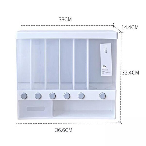 Bean Grain Cereal Food Storage Case Dispenser Kitchen Wall Rice Container 10Kg