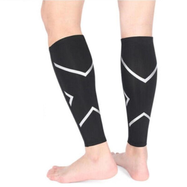 Pain Relief Gym Running Leg Brace Support Compression Calf Sleeve Black M 1x