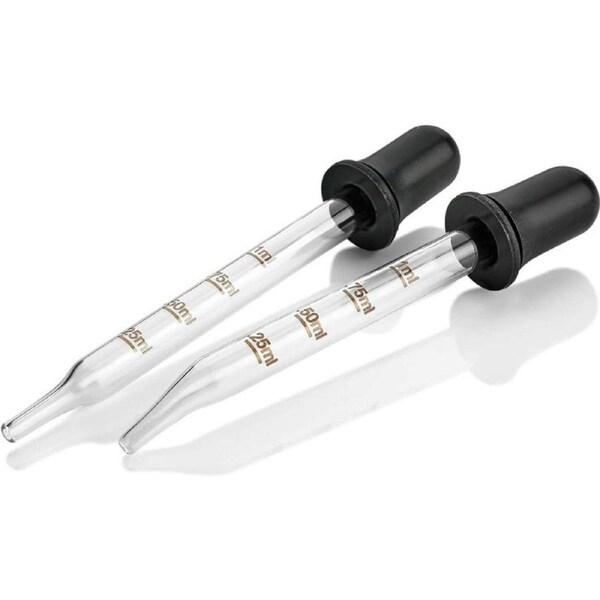 Eye Dropper - (Pack of 2) Bent & Straight Tip Calibrated Glass Medicine Droppers for Medications or Essential Oils Pipette Dropper for Accurate Easy Dose and Measurement (1 mL Capacity)