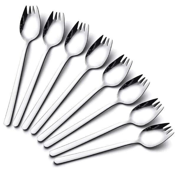 Spoon Fork Cutlery Tableware Stainless Steel Spork Soup Salad Noodle 5X