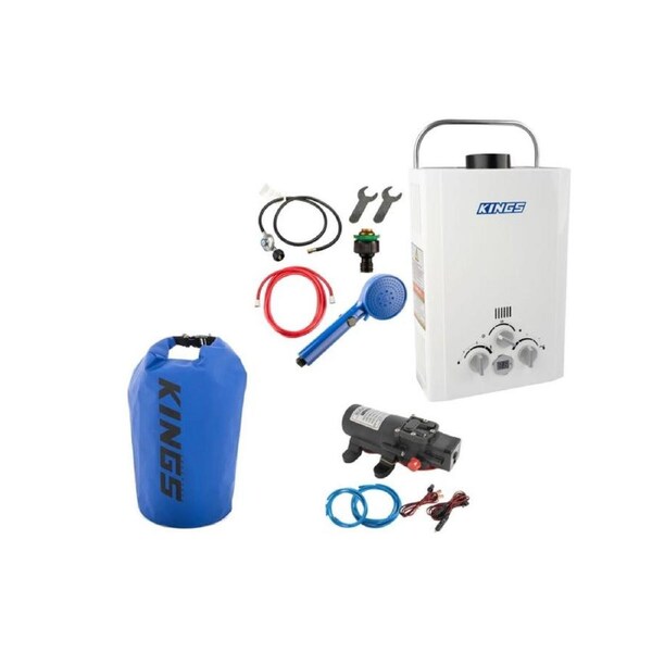 Kings portable camping Gas Hot Water System With Pump + 15L Waterproof Dry Bag