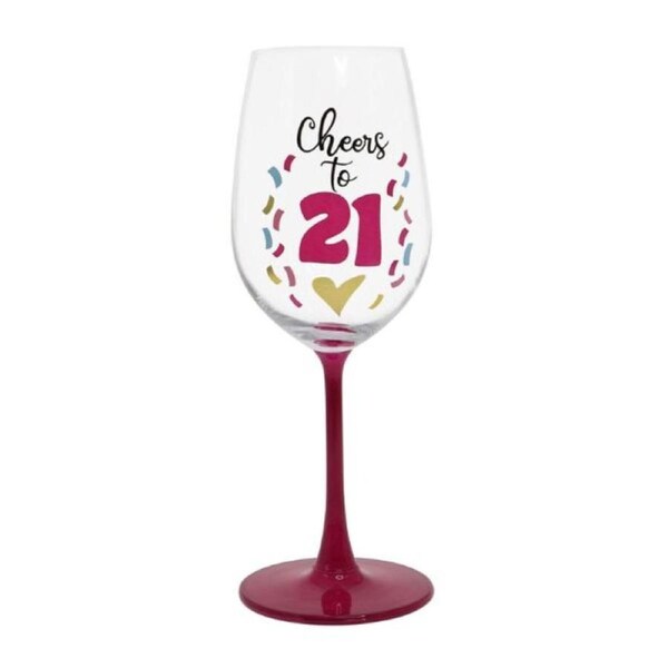 Cheers To 21 Wine Glass