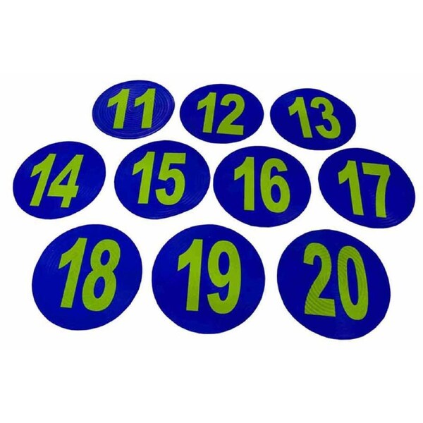 Flat Field Marker Numbered Set 11-20 Blue