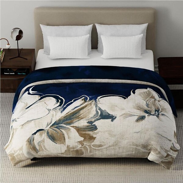 Renee Taylor Acrylic Printed Mink Winter Blanket 220x240cm Large Snow Drop