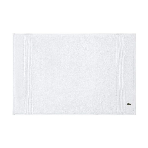 Lacoste LLECROCO Cotton Bathroom Floor Mat/Rug Blanc 50x70cm Rectangler White