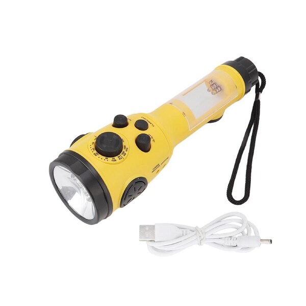 Emergency Flashlight Portable Rechargeable Hand Cranked Multifunctional LED Torch AM FM Frequency SOS Warning Flashlight