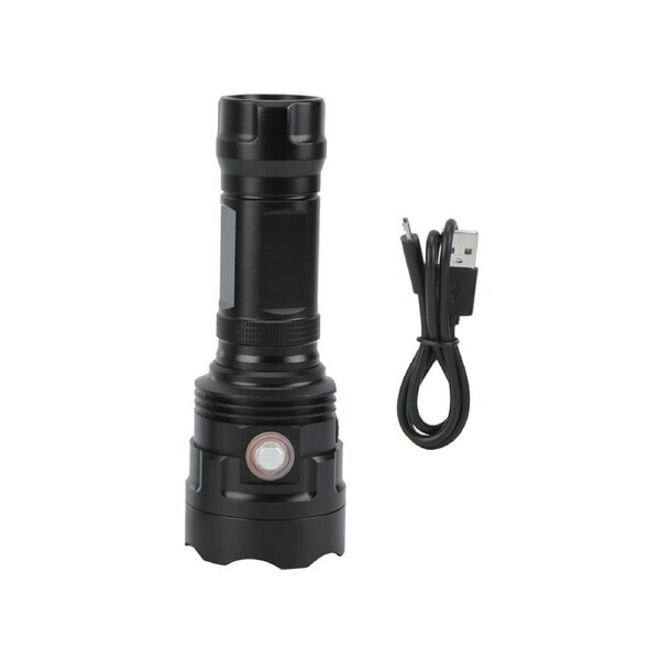 Portable Handheld LED Flashlight Built-in Battery USB Charging Emergency Torch (black)