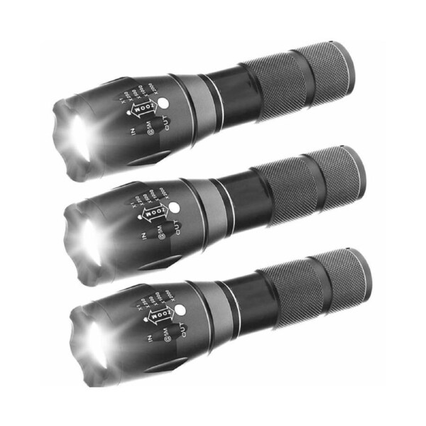LED Flashlight 8000LM 1500m Range Super Bright Flashlight Aluminum LED Zoom Flashlight with Multiple Lighting Modes