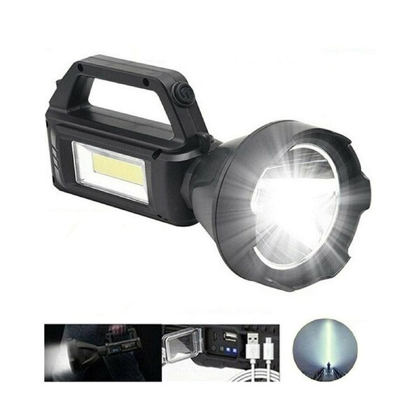 Solar LED Searchlight USB Rechargeable Spotlight Flashlight Torch Power Bank