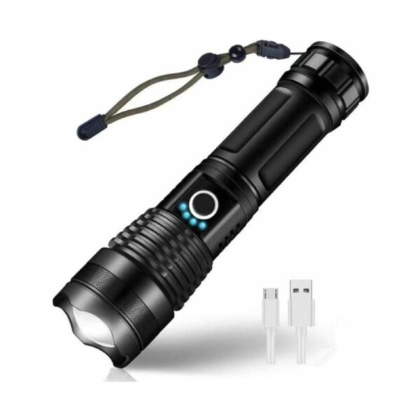 LED Flashlight High Brightness 800LM 3 Lighting Modes Rotatable Zoom USB Rechargeable Flashlight with Metal Clip for Camping