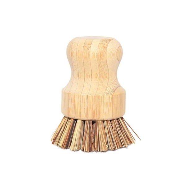 Dish Washing Brush Short Durable Bamboo Fiber Wooden Pot Brush for Home-Bamboo Thick Brown