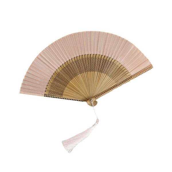 Folding Fan Vintage Style Tassel Dancing Handheld Fan Bamboo Handle Faux Silk Folding Fan Weddings Performance Fan Photo Prop-Pink - Pink