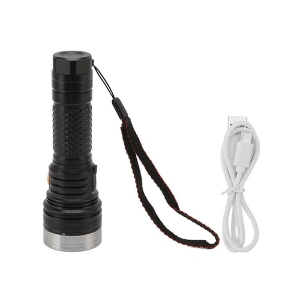 Outdoor Aluminum Alloy LED Torch Mini Portable Multi-function USB Charging Flashlight(Black)