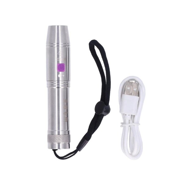 365nm UV Flashlight USB Rechargeable LED Mini Portable Handheld Torch Detector for Pet Urine Counterfeit Money Jade