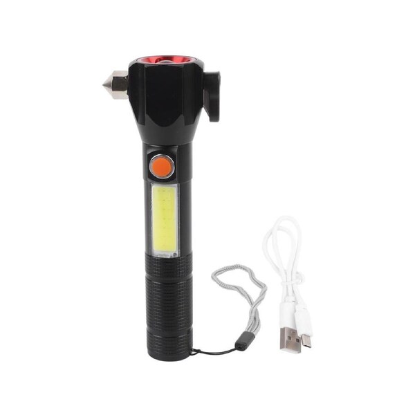 Rechargeable COB LED Flashlight Hand Pocket Pen Work Light with Magnetic Rotating Clip Red