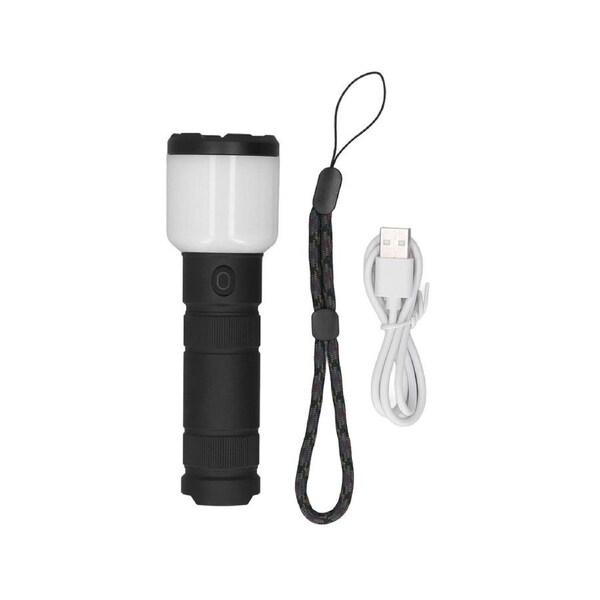 LED Flashlight USB Rechargeable Portable Flashlight Aluminum Alloy Mini Multifunction Lighting Flashlight(Black )