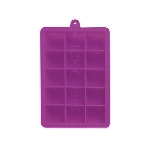 Silicone Ice Tray Mold Reusable Food Grade Undeformed Storage 15-cavity Ice Cubes Accessory Mold for Home-Purple