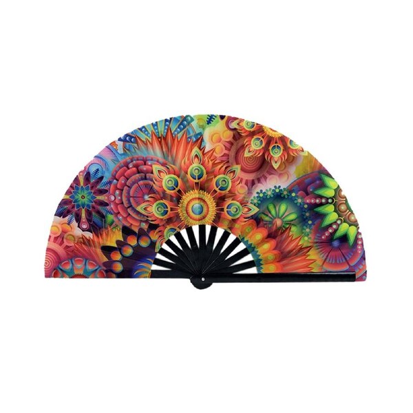 Folding Fan Floral Leopard Starry Sky Print Dance Fan Stylish Handheld Fan for Parties Festivals Performance-I - I