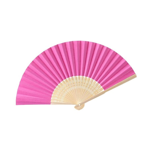 Folding Fan Easy to Paint Bamboo Fan Handle Smooth Opening Comfortable Grip DIY Preschool Education Foldable Fan Home Supply-Rose Red - Rose Red